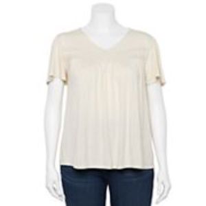 Sonoma Goods For Life -Trim-Detail Short Sleeve Top (Oatmeal)